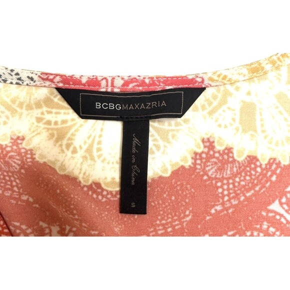 BCBGMAXAZRIA Geometric Multicolor Wrap Dress Office Boho Feminine Retro Travel S - Picture 5 of 7